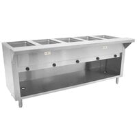 Advance Tabco HF-5G-BS Liquid Propane Five Pan Powered Hot Food Table with Enclosed Base - Open Well