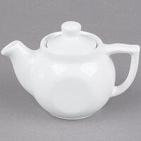 Tuxton BWT-18A 18 oz. White China Teapot With Lid - 12/Case