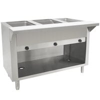 Advance Tabco HF-3G-BS Liquid Propane Three Pan Powered Hot Food Table with Enclosed Base - Open Well