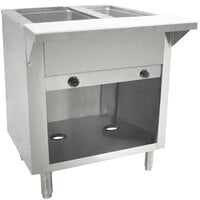 Advance Tabco HF-2G-BS Liquid Propane Two Pan Powered Hot Food Table with Enclosed Base - Open Well