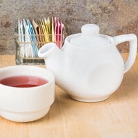 Tuxton BWT-10A 10 oz. White China Teapot With Lid - 12/Case