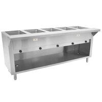 Advance Tabco HF-5G-BS Five Pan Natural Gas Powered Hot Food Table with Enclosed Base - Open Well