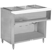 Advance Tabco WB-3G-BS Liquid Propane Three Pan Wetbath Powered Hot Food Table with Enclosed Undershelf - Open Well