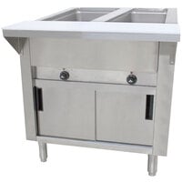 Advance Tabco SW-2E-120-DR Two Pan Electric Hot Food Table with Enclosed Base and Sliding Doors - Sealed Well, 120V