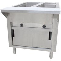 Advance Tabco HF-2E-240-DR Two Pan Electric Hot Food Table with Enclosed Base and Sliding Doors - Open Well, 208/240V