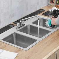 Regency 10 inch x 14 inch x 10 inch 16-Gauge Stainless Steel Three Compartment Drop-In Sink with 10 inch Faucet