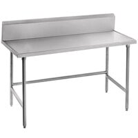 Advance Tabco TVKG-246 24" x 72" 14 Gauge Open Base Stainless Steel Commercial Work Table with 10" Backsplash