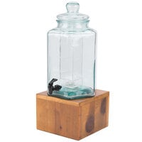 Cal-Mil 3422-2INF 2 Gallon Vintage Glass Beverage Dispenser with Wooden Base and Infusion Chamber