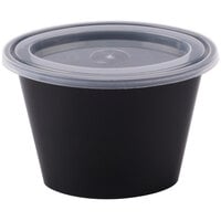 Pactiv Newspring E506B ELLIPSO 6 oz. Black Oval Plastic Souffle / Portion Cup with Lid - 500/Case