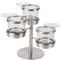 Cal-Mil 1855-4-55NL Mixology Stainless Steel Tiered 3 Jar Display for 16 oz. Jars with Notched Lids - 14 inch x 11 inch x 11 1/4 inch
