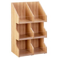 Cal-Mil 2054-60 Bamboo 3 Tier, 6 Bin Condiment Display with Clear Bin Face - 10 1/4" x 6 3/4" x 16 1/2"