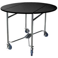 Lakeside 412B Mobile Round Top Room Service Table with Black Finish - 40 inch x 40 inch x 30 inch