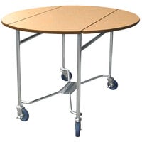 Lakeside 412HRM Mobile Round Top Room Service Table with Hard Rock Maple Finish - 40 inch x 40 inch x 30 inch