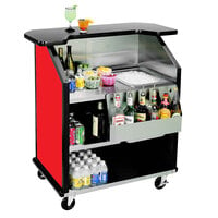 Lakeside 884 43 inch Stainless Steel Portable Bar with Red Laminate Finish, Removable 7-Bottle Speed Rail, and 40 lb. Ice Bin