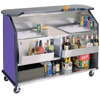 Lakeside 886P 63 1/2 inch Stainless Steel Portable Bar with Purple Laminate Finish, 2 Removable 7-Bottle Speed Rails, and 2 40 lb. Ice Bins