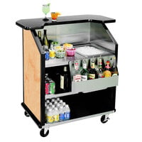 Lakeside 884HRM 43 inch Stainless Steel Portable Bar with Hard Rock Maple Laminate Finish, Removable 7-Bottle Speed Rail, and 40 lb. Ice Bin