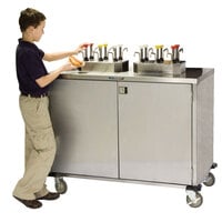 Lakeside 70270BS Stainless Steel EZ Serve 12 Pump Condiment Cart with Beige Suede Finish - 27 1/2" x 50 1/4" x 47"