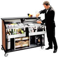 Lakeside 889VC 63 1/2 inch Stainless Steel Portable Bar with Victorian Cherry Laminate Finish, 2 Removable 7-Bottle Speed Rails, and 70 lb. Ice Bin