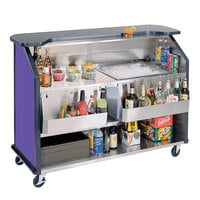 Lakeside 887P 63 1/2 inch Stainless Steel Portable Bar with Purple Laminate Finish, 2 Removable 7-Bottle Speed Rails, and 40 lb. Ice Bin
