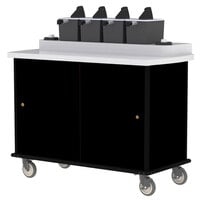 Lakeside 70510B Black Condi-Express 4 Pump Condiment Cart with (2) Cup Dispensers