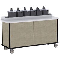 Lakeside 70530BS Beige Suede Condi-Express 6 Pump Condiment Cart with (2) Cup Dispensers