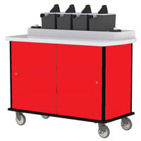 Lakeside 70410RD Red Condi-Express 4 Pump Condiment Cart with (2) Cup Dispensers