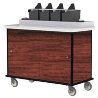 Lakeside 70510RM Red Maple Condi-Express 4 Pump Condiment Cart with (2) Cup Dispensers