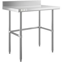 Regency 24" x 36" 16-Gauge 304 Stainless Steel Commercial Open Base Work Table with 4" Backsplash