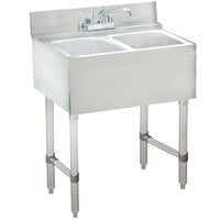 Advance Tabco CRB-22C Lite Two Compartment Stainless Steel Bar Sink - 24 inch x 21 inch