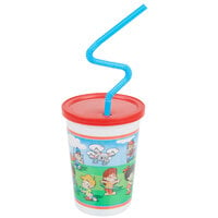 Plastic Kids Cup with Reusable Lid and Curly Straw - 250/Case