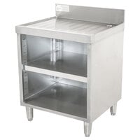 Advance Tabco CRD-2BM Stainless Steel Drainboard Storage Cabinet with Open Front and Mid-Shelf - 24 inch x 21 inch