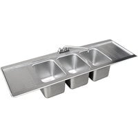 Advance Tabco DBS-63C Three Compartment Stainless Steel Drop-In Bar Sink - 21 1/8 inch x 72 5/16 inch