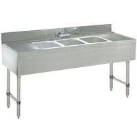 Advance Tabco CRB-83C Lite Three Compartment Stainless Steel Bar Sink with Two 30 inch Drainboards - 96 inch x 21 inch