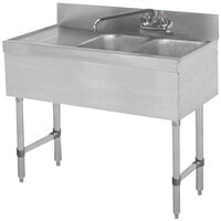 Advance Tabco SLB-32R Lite Two Compartment Stainless Steel Bar Sink with 9 inch Drainboard - 36 inch x 18 inch (Right Side Sink)