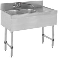 Advance Tabco SLB-42L Lite Two Compartment Stainless Steel Bar Sink with 21 inch Drainboard - 48 inch x 18 inch (Left Side Sink)