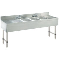 Advance Tabco CRB-84C Lite Four Compartment Stainless Steel Bar Sink with Two 24 inch Drainboards - 96 inch x 21 inch