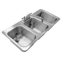 Advance Tabco DBS-3 Three Compartment Stainless Steel Drop-In Bar Sink - 38 inch x 19 inch