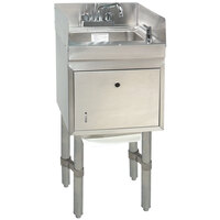 Advance Tabco SC-15-TS-S Stainless Steel Underbar Hand Sink with Soap / Towel Dispensers and Side Splashes - 15 inch x 21 inch