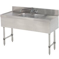 Advance Tabco SLB-42C Lite Two Compartment Stainless Steel Bar Sink with Two 12 inch Drainboards - 48 inch x 18 inch