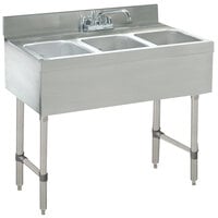 Advance Tabco CRB-33C Lite Three Compartment Stainless Steel Bar Sink - 36 inch x 21 inch