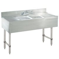 Advance Tabco CRB-42C Lite Two Compartment Stainless Steel Bar Sink with Two 12 inch Drainboards - 48 inch x 21 inch