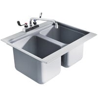 Advance Tabco DBS-2 Two Compartment Stainless Steel Drop-In Bar Sink - 25 1/2 inch x 19 inch