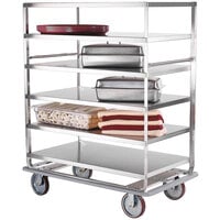 Lakeside 588 Stainless Steel Queen Mary Banquet Cart with (6) 28 inch x 46 inch Shelves - All Shelf Edges Down