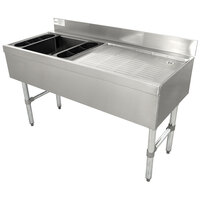 Advance Tabco CRW-4L-7 Stainless Steel Ice Bin and Drainboard Combo Unit with 7-Circuit Cold Plate - 48 inch x 21 inch (Left Side Ice Bin)