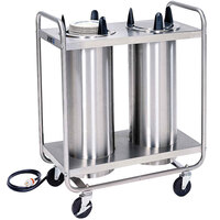 Lakeside 776 Open Base Stainless Steel Adjust-a-Fit Heated Two Stack Plate Dispenser for 4 1/4" to 7 1/2" Plates