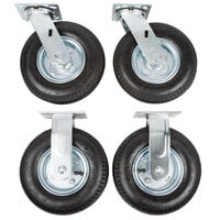 Rubbermaid FG4592000000 8 inch Pneumatic Rigid and Swivel Plate Casters for Rubbermaid Carts   - 4/Set