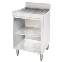 Advance Tabco CRD-3BM Stainless Steel Drainboard Storage Cabinet with Open Front Base and Mid-Shelf - 36 inch x 21 inch