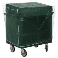 Cambro TDCR12192 Granite Green Tray and Dish Cart with Cutlery Rack and Protective Vinyl Cover