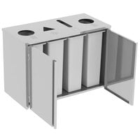 Lakeside 3318 Stainless Steel Rectangular Refuse(2) / Recycle / Paper Station with Top Access - 48 1/2 inch x 23 1/4 inch x 34 1/2 inch
