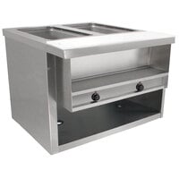 Advance Tabco HDSW-2-240-BS Stainless Steel Heavy-Duty Two Pan Electric Sealed Table with Enclosed Base - 208/240V
